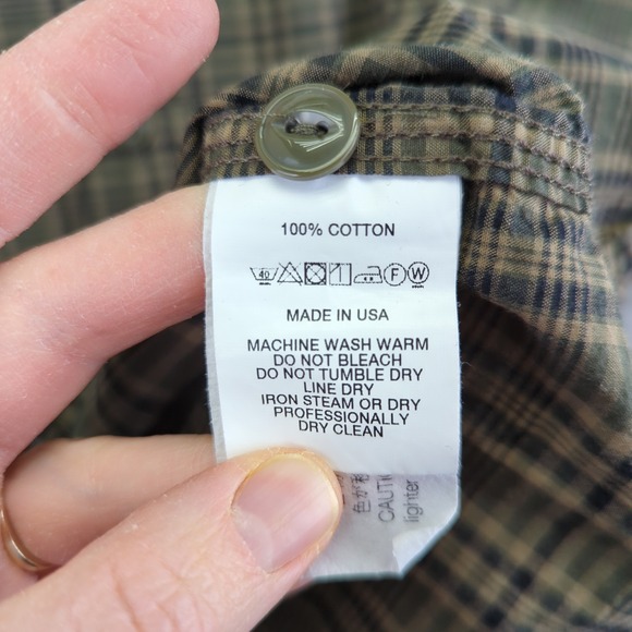 Engineered Garments Green Plaid Button Down Shirt Mens Medium Made in USA Cotton - Picture 4 of 8